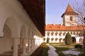 Courtyard of Monastery Sambata. Fagaras, Transylvania. Royalty Free Stock Photo